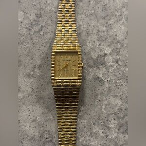 Vintage Pierre Cardin Gold Tone Rectangular Ladies Cuff Bracelet Watch Geezer